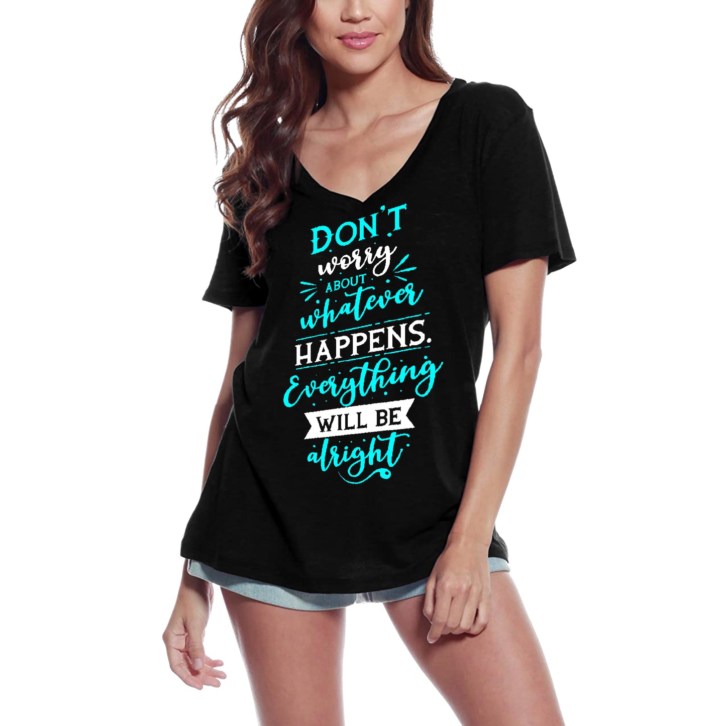 ULTRABASIC Damen-Grafik-T-Shirt „Everything Will Be Alright“ – religiöses T-Shirt