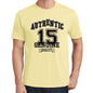 15, Authentic Genuine, Yellow, Men's Short Sleeve Round Neck T-shirt 00119 - ultrabasic-com