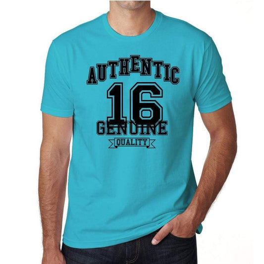 16, Authentic Genuine, Blue, Men's Short Sleeve Round Neck T-shirt 00120 - ultrabasic-com