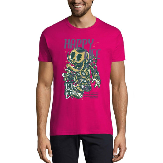 ULTRABASIC Herren-T-Shirt „Happy Life“ – lustiges Kurzarm-T-Shirt