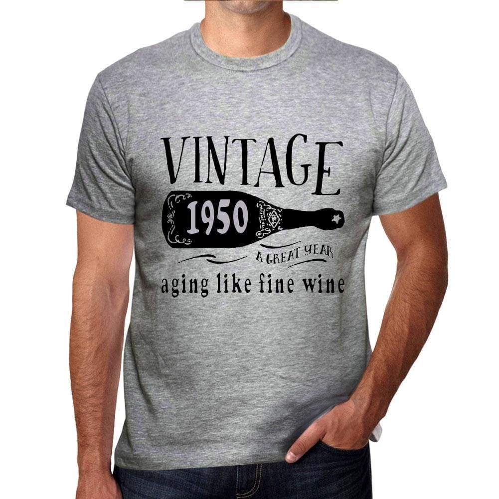 1950 Aging Like a Fine Wine Men's T-shirt Grey Birthday Gift 00459 ultrabasic-com.myshopify.com