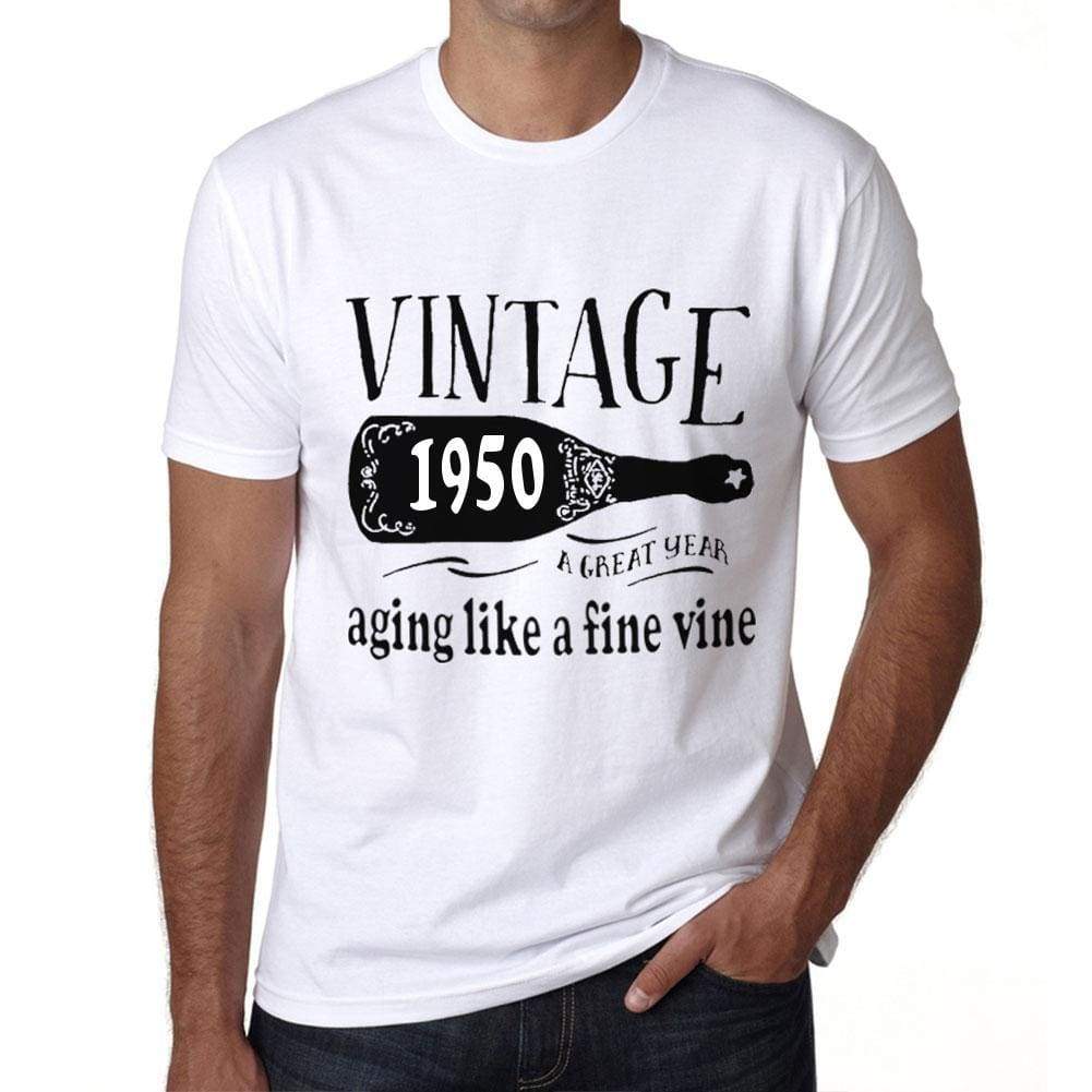 1950 Aging Like a Fine Wine Men's T-shirt White Birthday Gift 00457 ultrabasic-com.myshopify.com