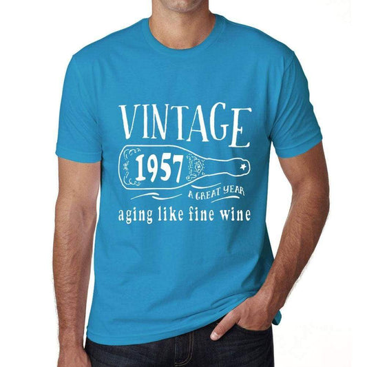 1957 Aging Like a Fine Wine Men's T-shirt Blue Birthday Gift 00460 ultrabasic-com.myshopify.com