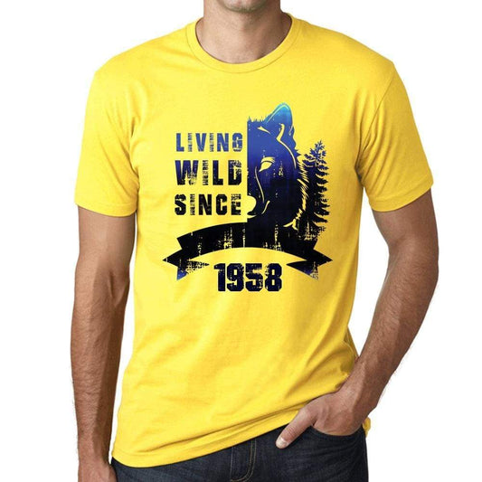1958, Living Wild 2 Since 1958 <span>Men's</span> T-shirt Yellow Birthday Gift 00516 - ULTRABASIC