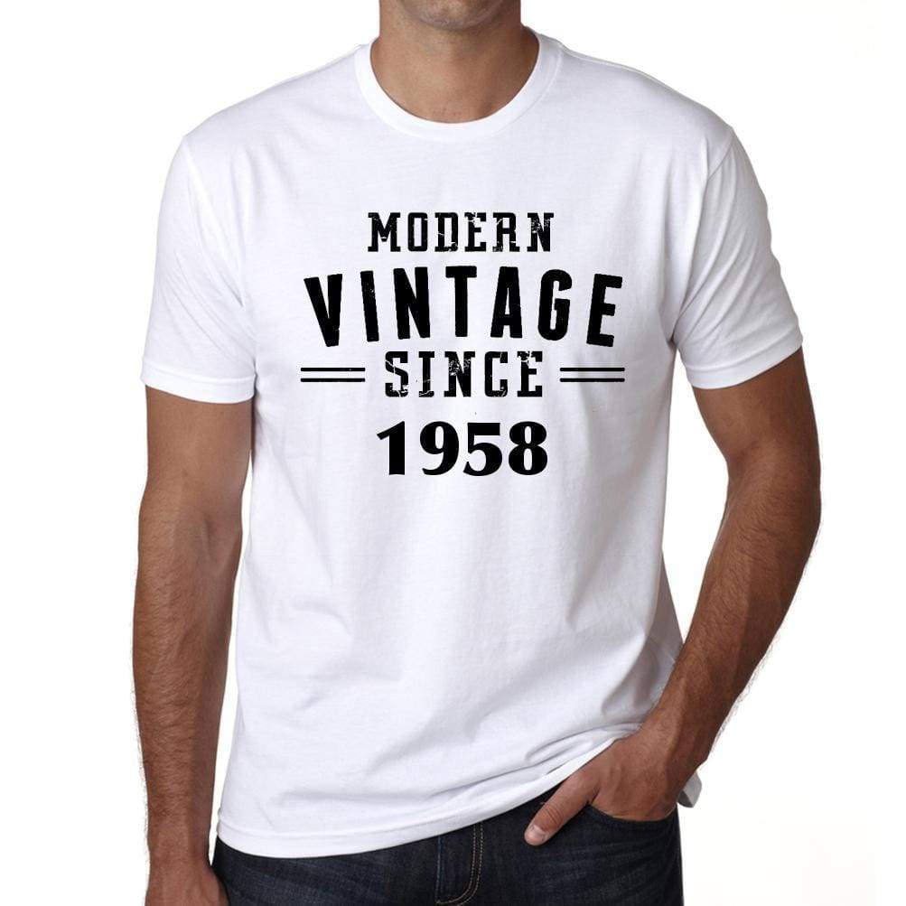 1958, Modern Vintage, White, Men's Short Sleeve Round Neck T-shirt 00113 ultrabasic-com.myshopify.com