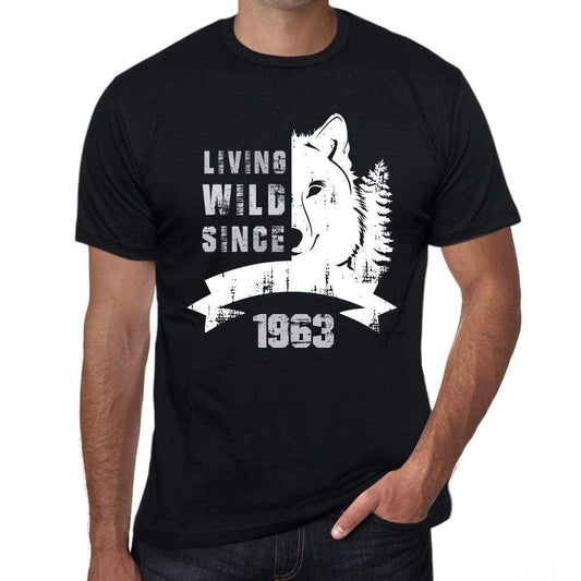1963, Living Wild Since 1963 Men's T-shirt Black Birthday Gift 00498 - ultrabasic-com