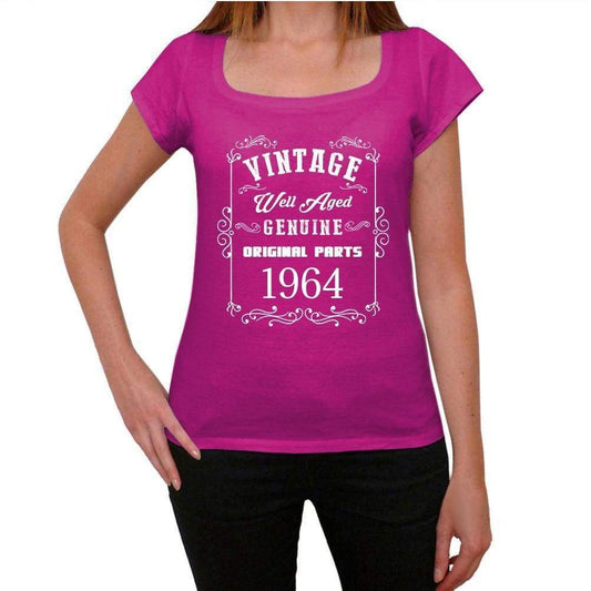 1964, Well Aged, Pink, Women's Short Sleeve Round Neck T-shirt 00109 - ultrabasic-com