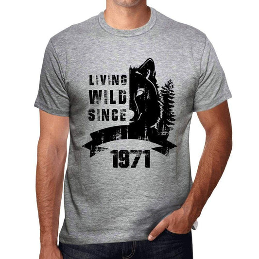 1971, Living Wild Since 1971 Men's T-shirt Grey Birthday Gift 00500 - ultrabasic-com