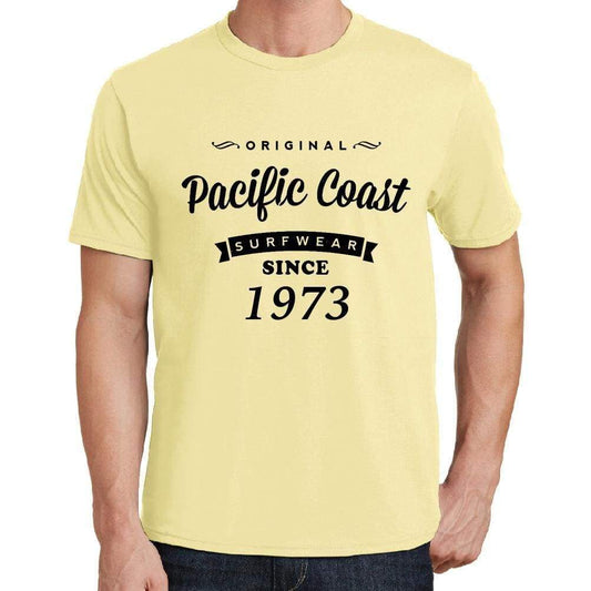 1973, Pacific Coast, yellow, Men's Short Sleeve Round Neck T-shirt 00105 - ultrabasic-com