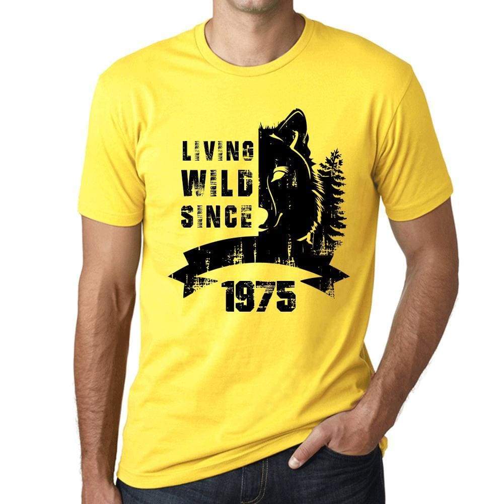 1975, Living Wild Since 1975 Men's T-shirt Yellow Birthday Gift 00501 - ultrabasic-com