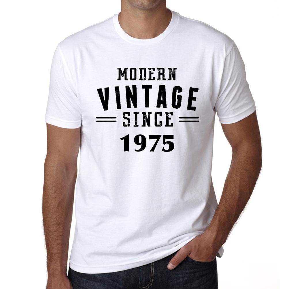 1975, Modern Vintage, White, Men's Short Sleeve Round Neck T-shirt 00113 - ultrabasic-com