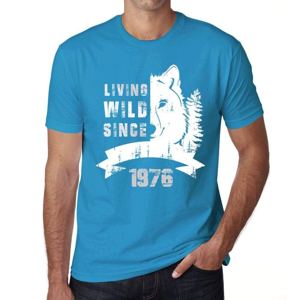 1976, Living Wild Since 1976 Men's T-shirt Blue Birthday Gift 00499 - ultrabasic-com