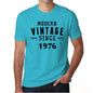 1976, Modern Vintage, Blue, Men's Short Sleeve Round Neck T-shirt 00107 - ultrabasic-com