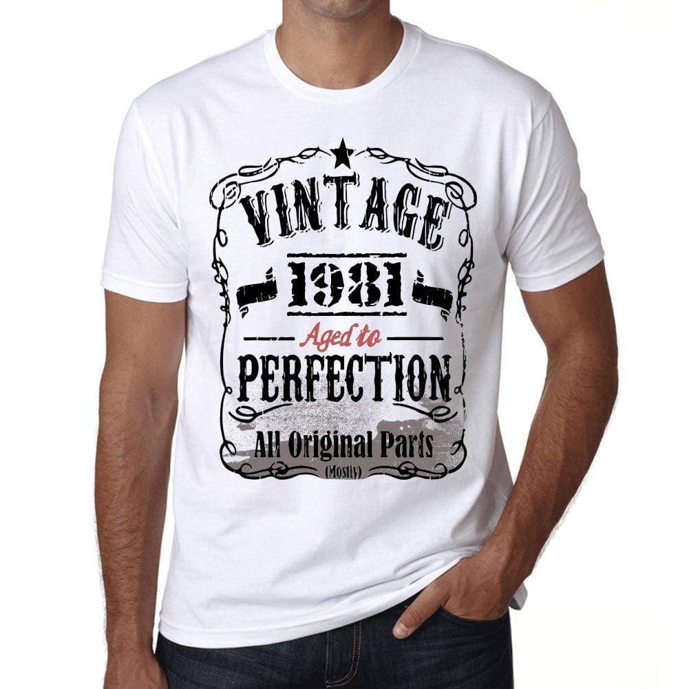 1981 Vintage Aged to Perfection Men's T-shirt White Birthday Gift 00488 - ultrabasic-com