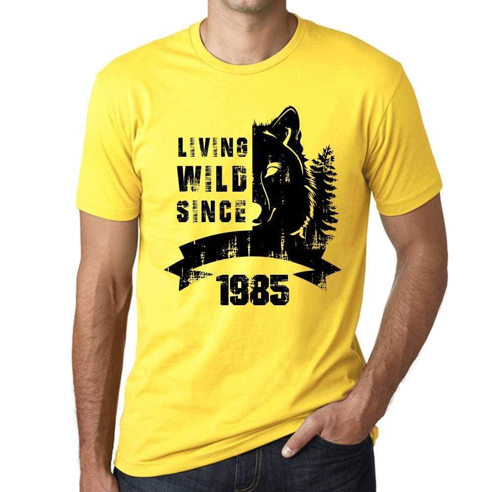 1985, Living Wild Since 1985 Men's T-shirt Yellow Birthday Gift 00501 - ultrabasic-com