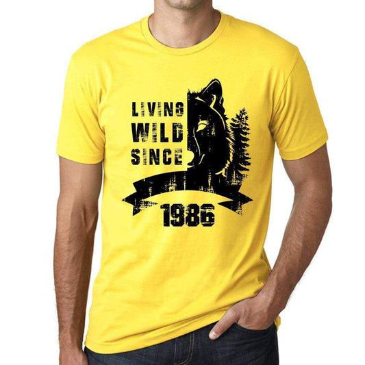 1986, Living Wild Since 1986 Men's T-shirt Yellow Birthday Gift 00501 - ultrabasic-com