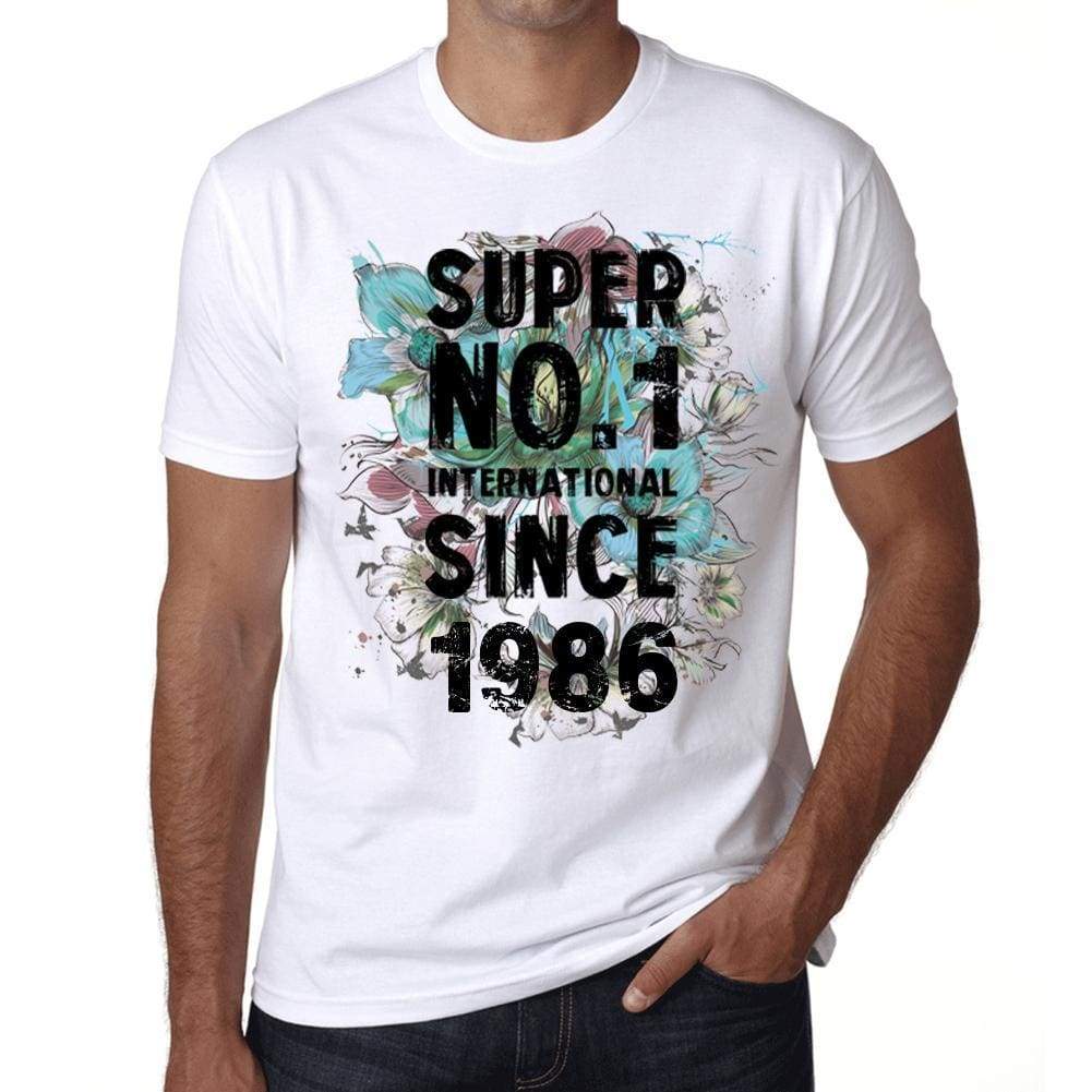1986, Super No.1 Since 1986 Men's T-shirt White Birthday Gift 00507 - ultrabasic-com