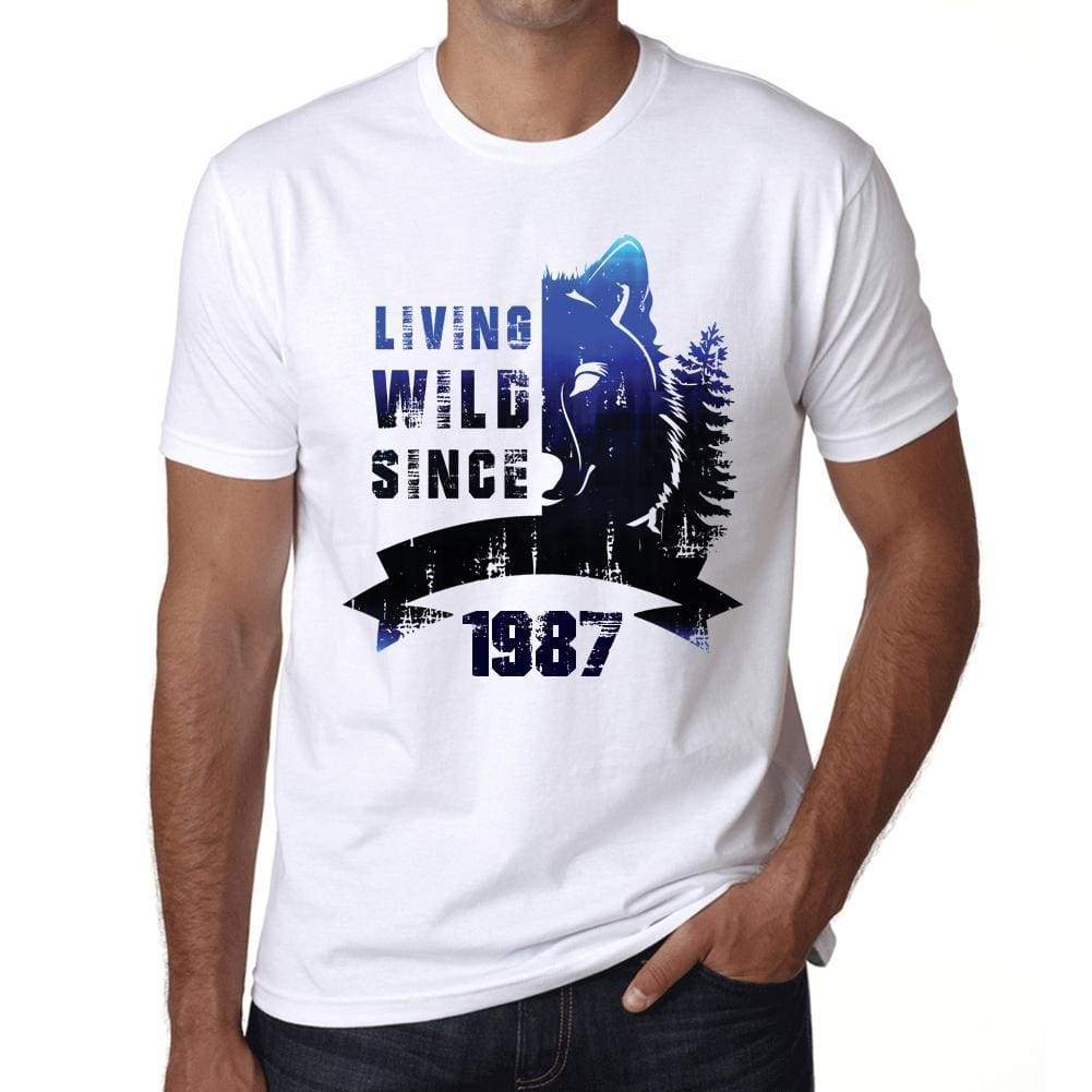1987, Living Wild Since 1987 Men's T-shirt White Birthday Gift 00508 - ultrabasic-com