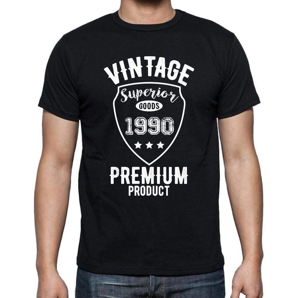 1990 Vintage Superior Black Mens Short Sleeve Round Neck T-Shirt 00102 - Black / S - Casual