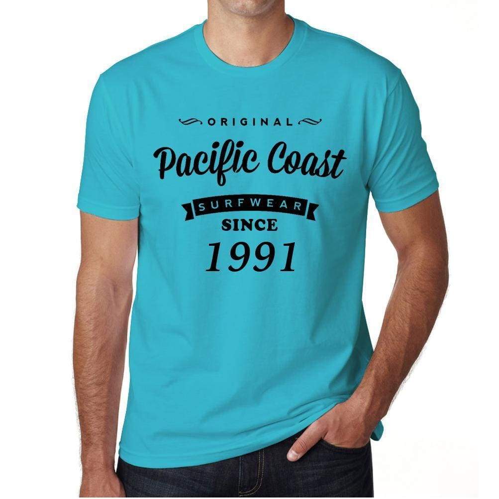 1991 Pacific Coast Blue Mens Short Sleeve Round Neck T-Shirt 00104 - Blue / S - Casual
