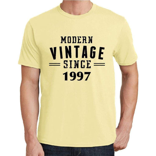 1997 Modern Vintage Yellow Mens Short Sleeve Round Neck T-Shirt 00106 - Yellow / S - Casual