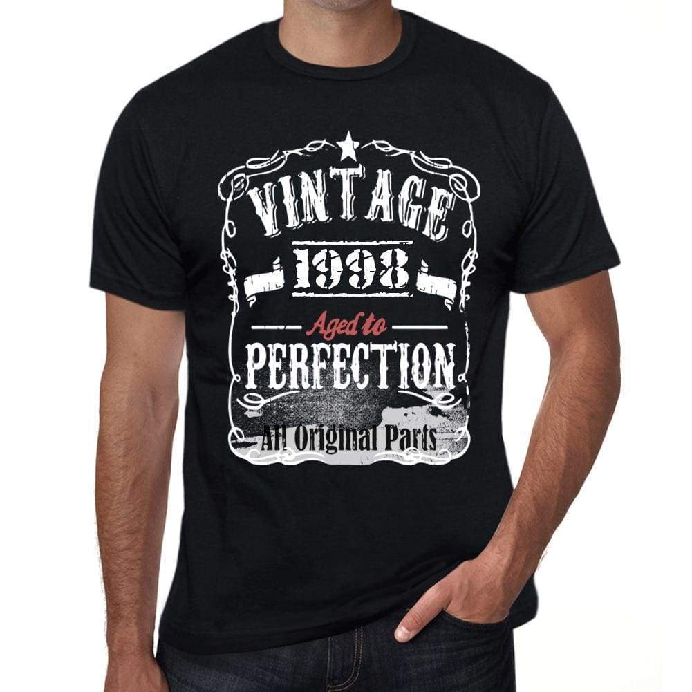 1998 Vintage Aged To Perfection Mens T-Shirt Black Birthday Gift 00490 - Black / Xs - Casual