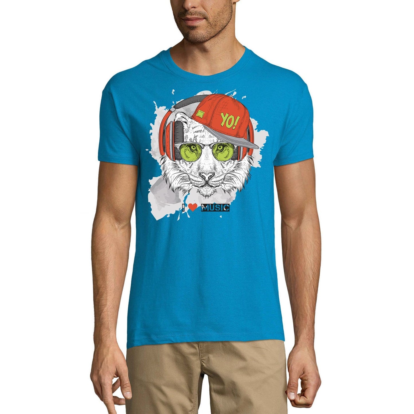 ULTRABASIC Men's Novelty T-Shirt Cool Tiger Yo - I Love Music Funny Tee Shirt