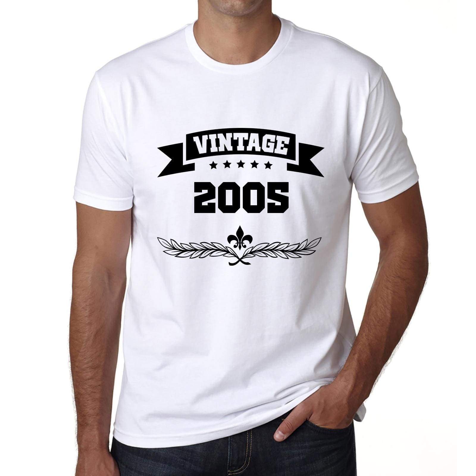 2005 Vintage Year White Mens Short Sleeve Round Neck T-Shirt 00096 - White / S - Casual