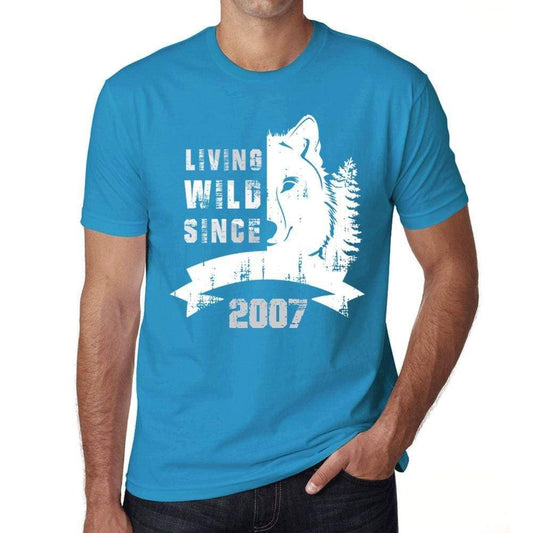 2007 Living Wild Since 2007 Mens T-Shirt Blue Birthday Gift 00499 - Blue / X-Small - Casual