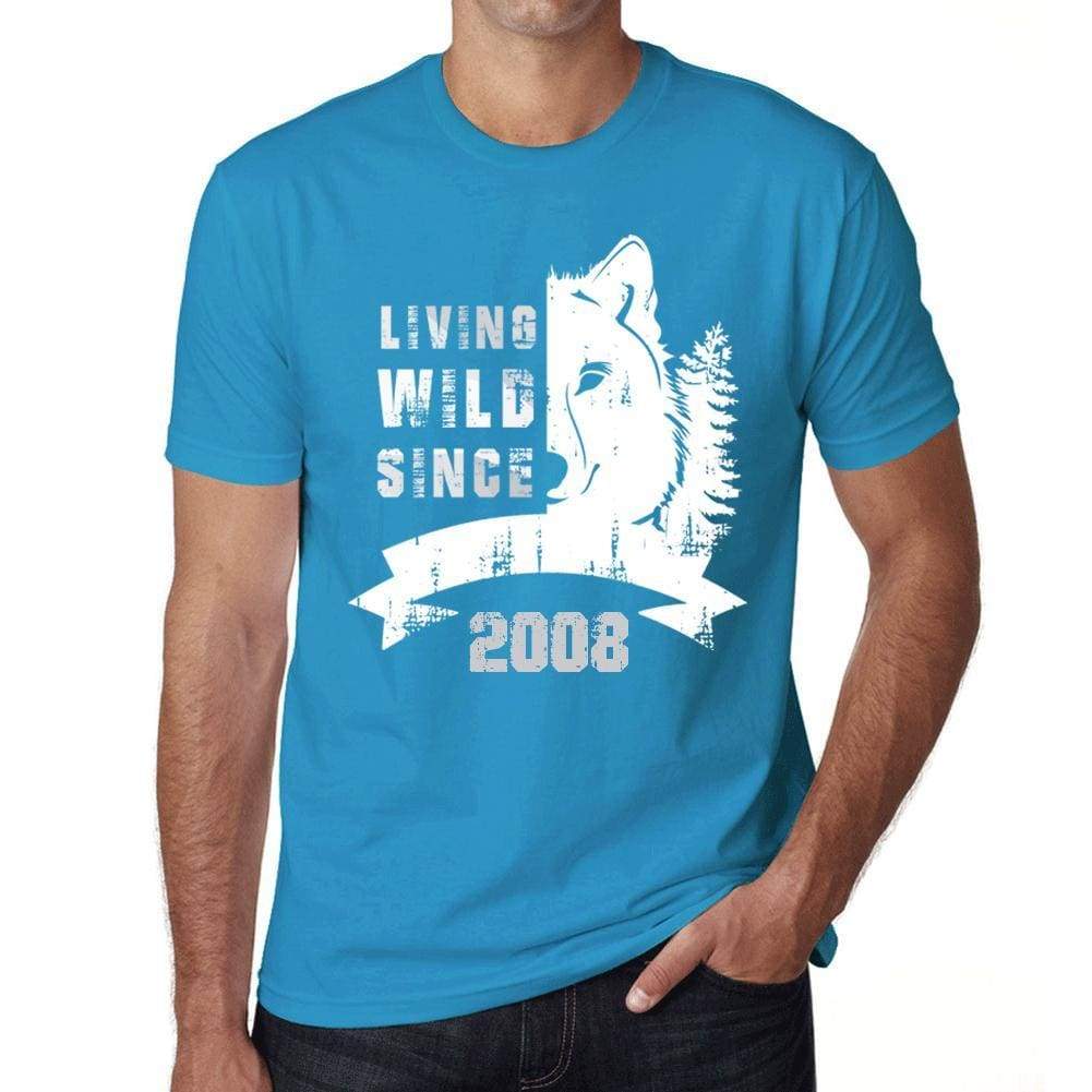2008 Living Wild Since 2008 Mens T-Shirt Blue Birthday Gift 00499 - Blue / X-Small - Casual