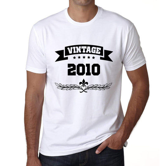 2010 Vintage Year White Mens Short Sleeve Round Neck T-Shirt 00096 - White / S - Casual