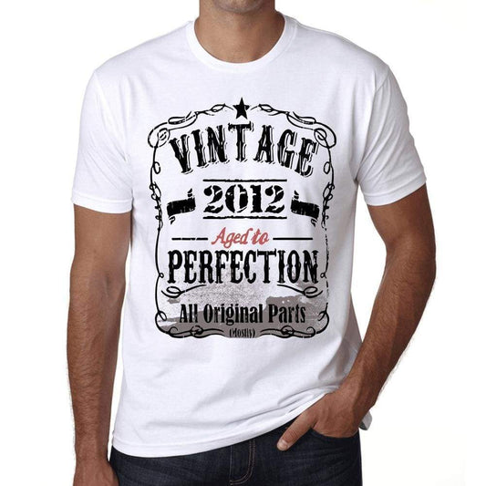 2012 Vintage Aged To Perfection Mens T-Shirt White Birthday Gift 00488 - White / Xs - Casual