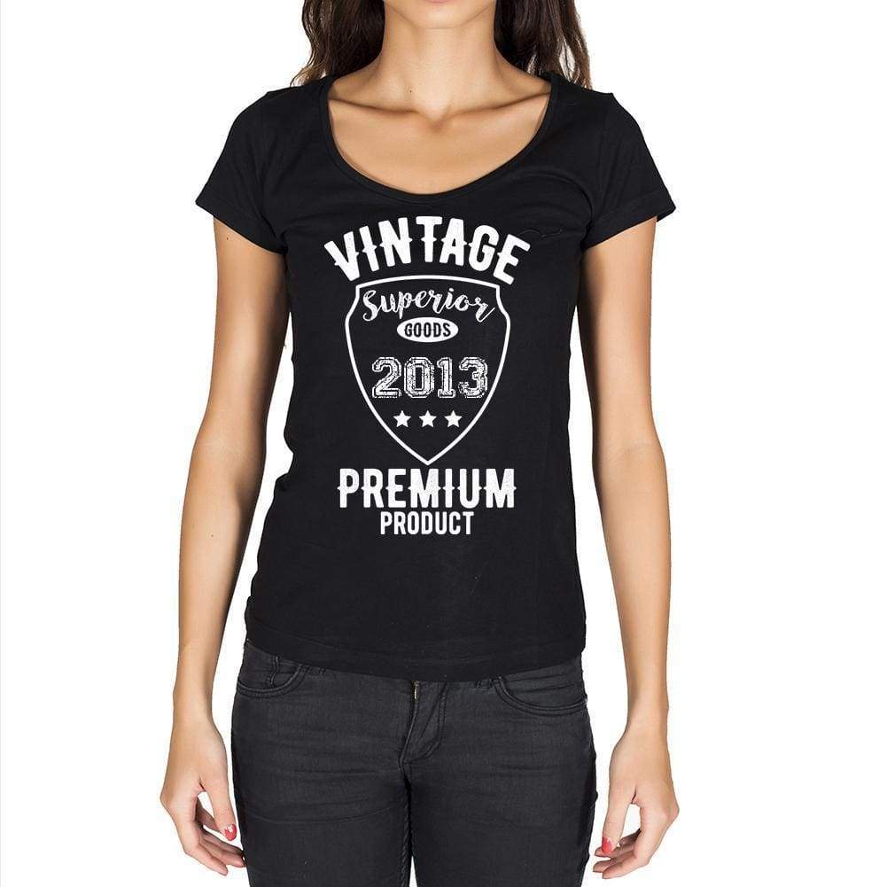 2013 Vintage Superior Black Womens Short Sleeve Round Neck T-Shirt 00091 - Black / Xs - Casual