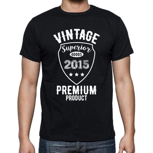 2015 Vintage Superior Black Mens Short Sleeve Round Neck T-Shirt 00102 - Black / S - Casual