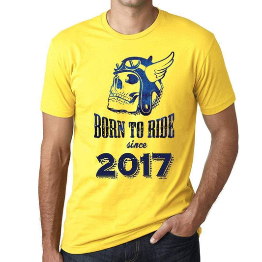 2017 Born To Ride Since 2017 Mens T-Shirt Yellow Birthday Gift 00496 - Yellow / Xs - Casual