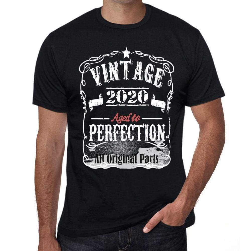 2020 Vintage Aged To Perfection Mens T-Shirt Black Birthday Gift 00490 - Black / Xs - Casual