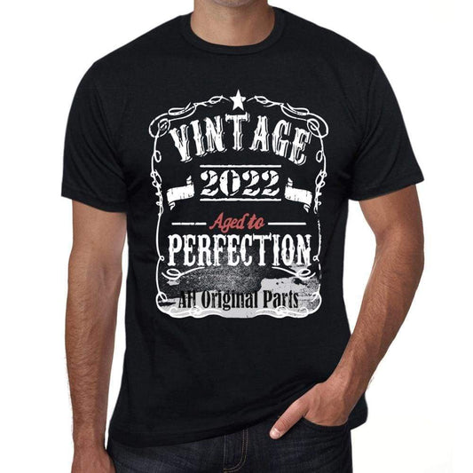 2022 Vintage Aged To Perfection Mens T-Shirt Black Birthday Gift 00490 - Black / Xs - Casual