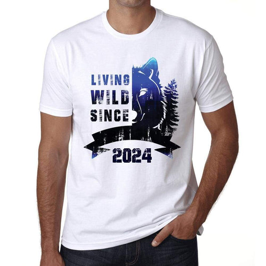 2024 Living Wild Since 2024 Mens T-Shirt White Birthday Gift 00508 - White / Xs - Casual