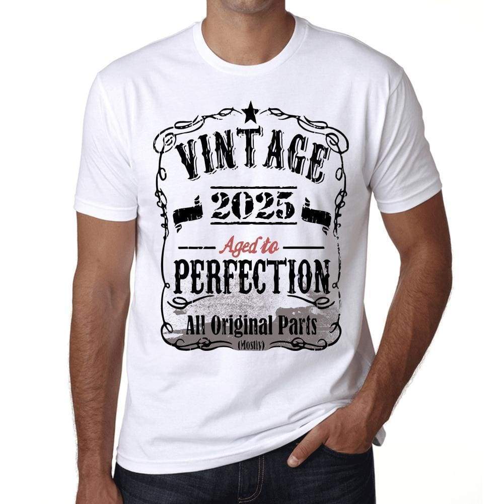 2025 Vintage Aged To Perfection Mens T-Shirt White Birthday Gift 00488 - White / Xs - Casual