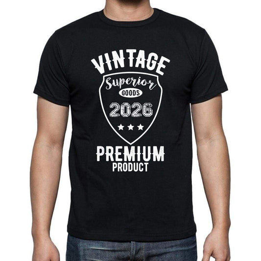 2026 Vintage Superior Black Mens Short Sleeve Round Neck T-Shirt 00102 - Black / S - Casual