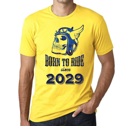 2029, Born to Ride Since 2029 Men's T-shirt Yellow Birthday Gift 00496 - Ultrabasic