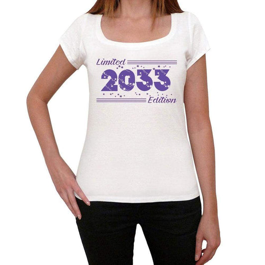 2033 Limited Edition Star Womens T-Shirt White Birthday Gift 00382 - White / Xs - Casual