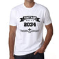 2034 Vintage Year White Mens Short Sleeve Round Neck T-Shirt 00096 - White / S - Casual