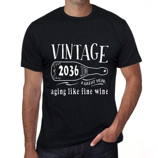 2036 Aging Like a Fine Wine Men's T-shirt Black Birthday Gift 00458 - Ultrabasic