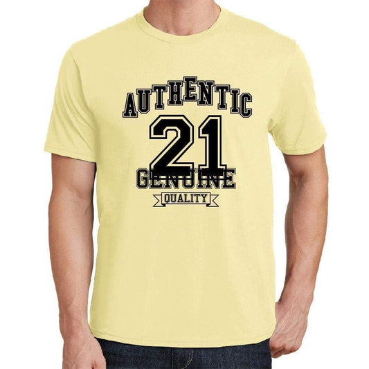21 Authentic Genuine Yellow Mens Short Sleeve Round Neck T-Shirt 00119 - Yellow / S - Casual