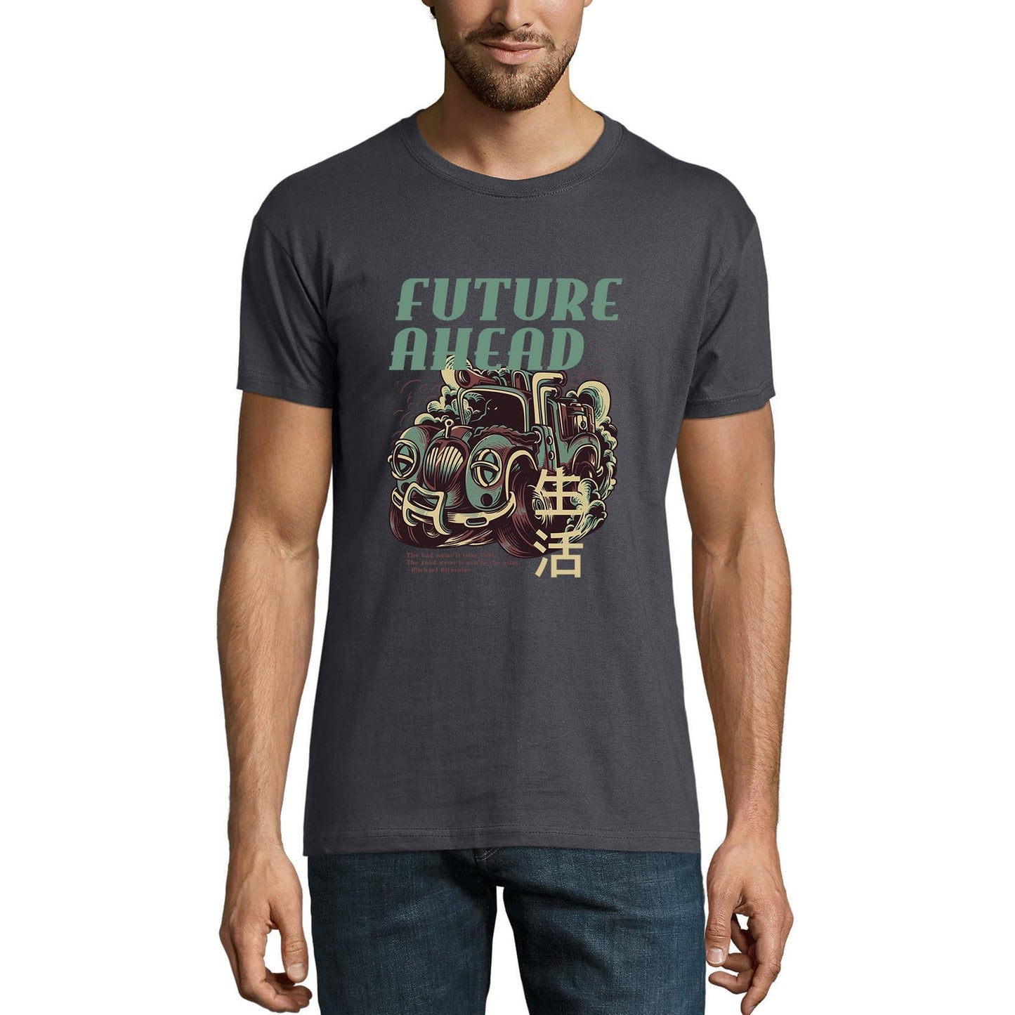 ULTRABASIC Herren-Neuheits-T-Shirt Future Ahead – Lustiges Auto-T-Shirt