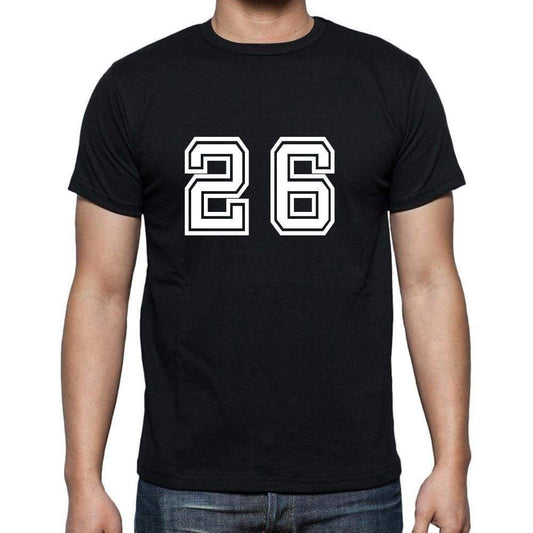 26 Numbers Black Mens Short Sleeve Round Neck T-Shirt 00116 - Casual