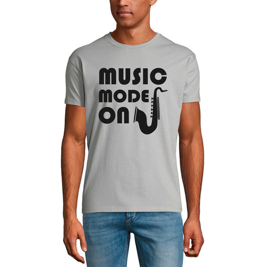 ULTRABASIC Men's Graphic T-Shirt Music Mode On - Saxophone Shirt for Men