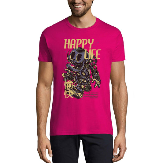 ULTRABASIC Herren-T-Shirt „Happy Life – Roboter-Grusel-T-Shirt“.