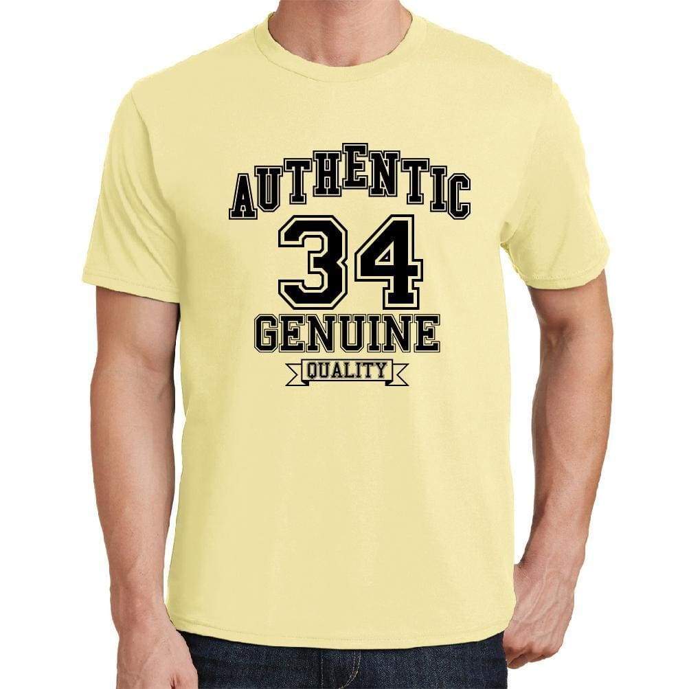 34 Authentic Genuine Yellow Mens Short Sleeve Round Neck T-Shirt 00119 - Yellow / S - Casual